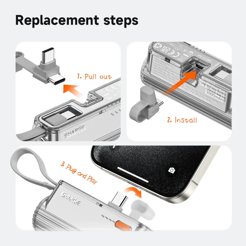 Mini Power Bank Portable Charger for iPhone or Samsung