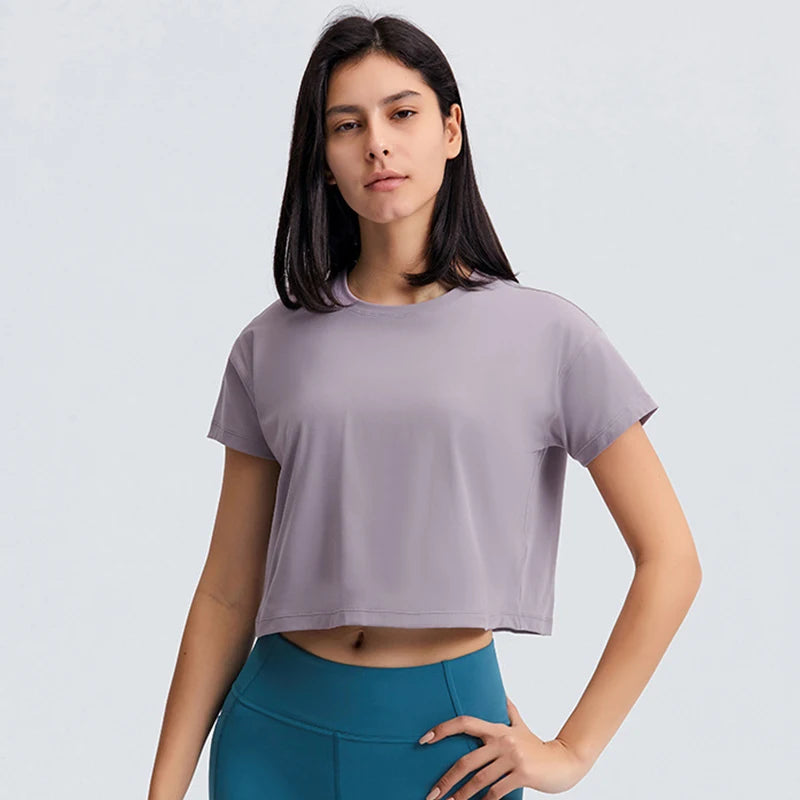 Solid Quick Dry Fitness Crop Tops