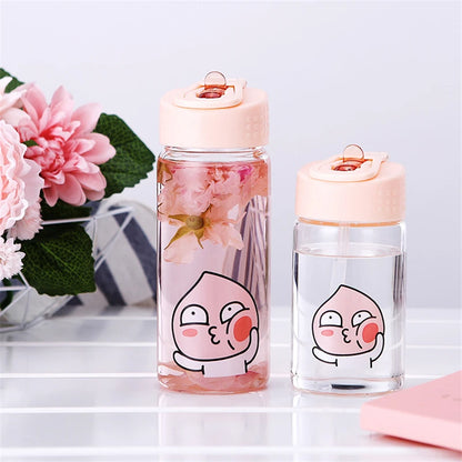 Cute Cartoon Glass Water Bottle for Children