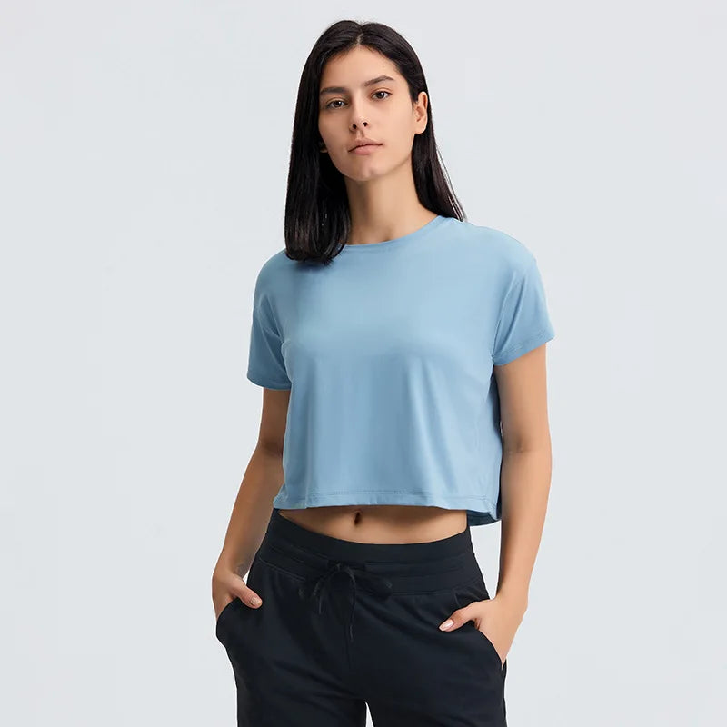 Solid Quick Dry Fitness Crop Tops