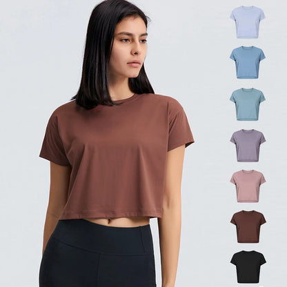 Solid Quick Dry Fitness Crop Tops