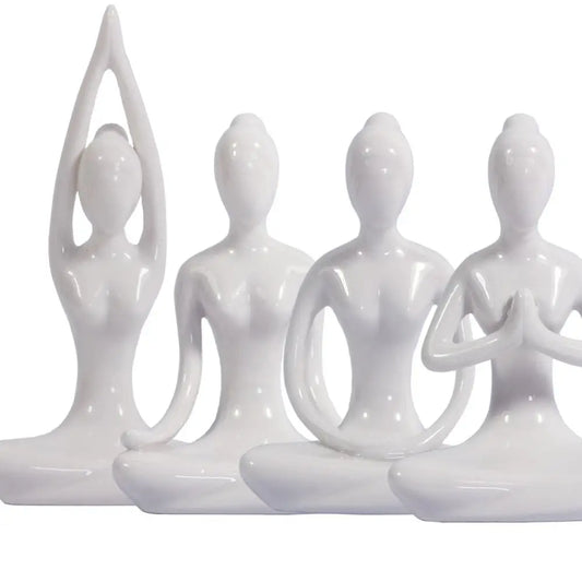 Home Decorative Porcelain Yoga Figurine Statue for Meditation Room (set of 4)