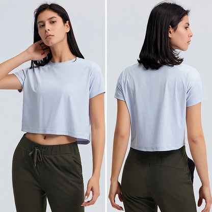 Solid Quick Dry Fitness Crop Tops