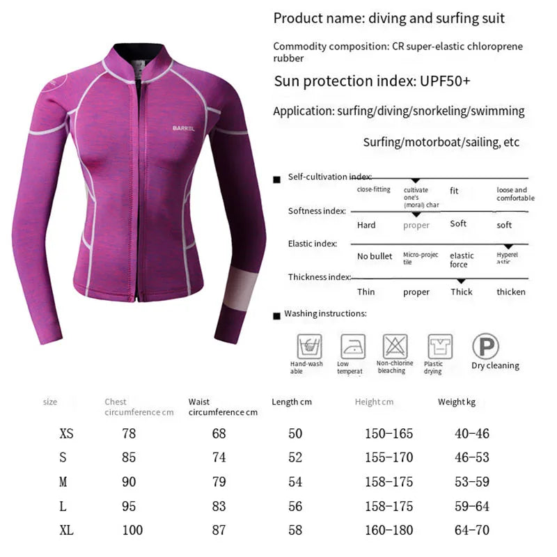 Women Wetsuit Split Long Sleeved Top