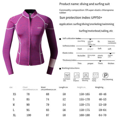 Women Wetsuit Split Long Sleeved Top