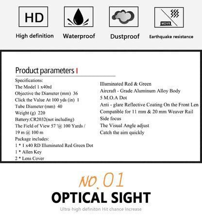Red Dot Sight Green Red Dot Sight Illuminater