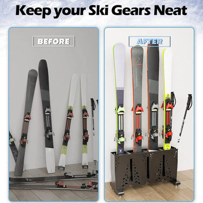 12 Pair Freestanding Steel Ski Holder