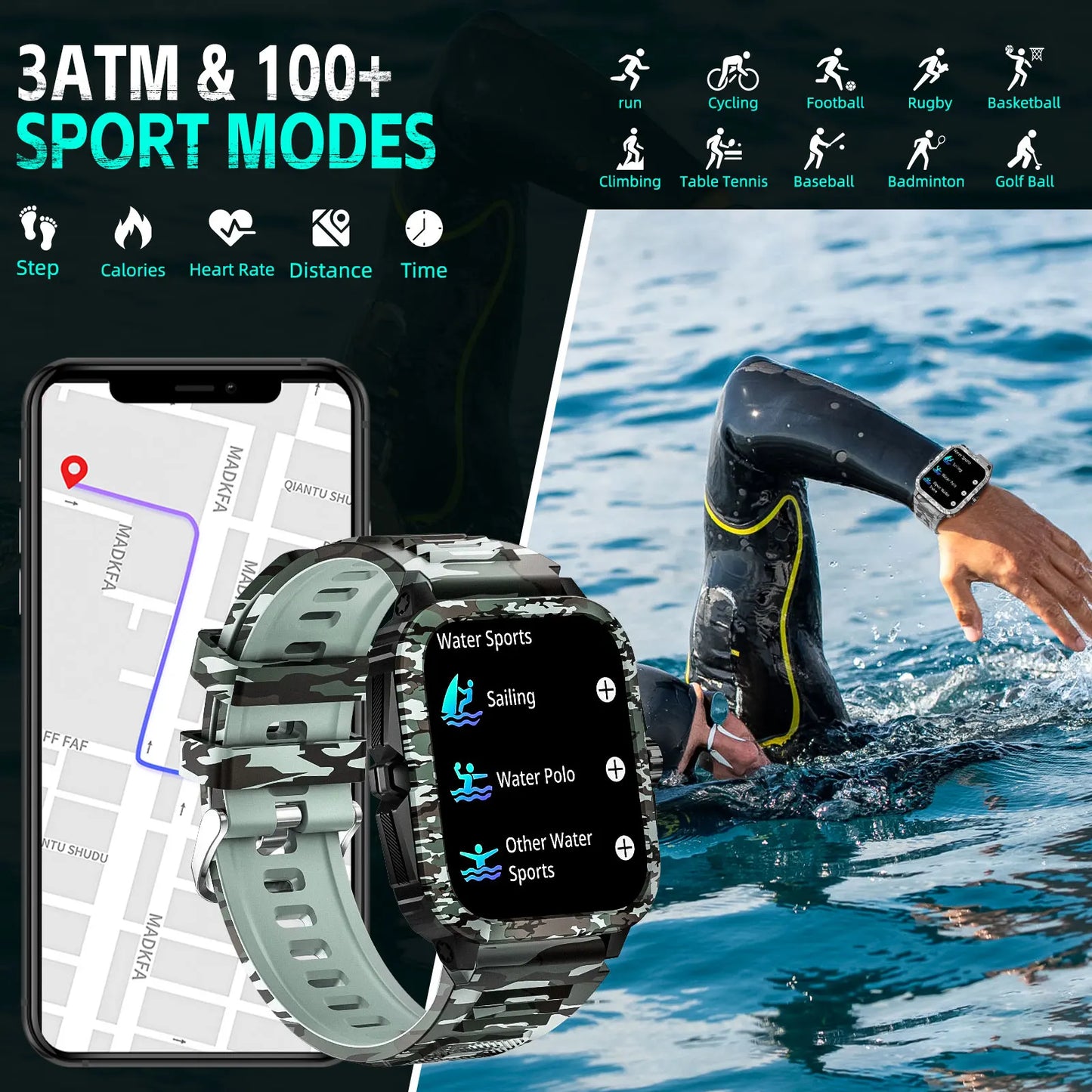 Smart Watch with Fitness Tracker and Bluetooth