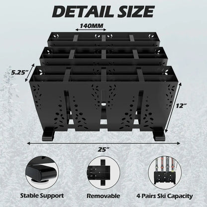 12 Pair Freestanding Steel Ski Holder