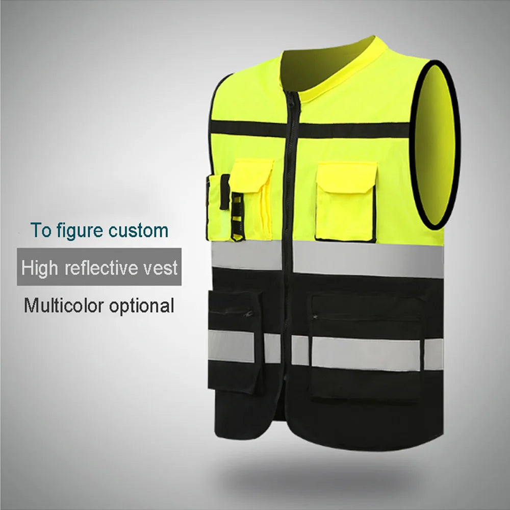 Multi-pocket Zipper High Reflective Safety Vest