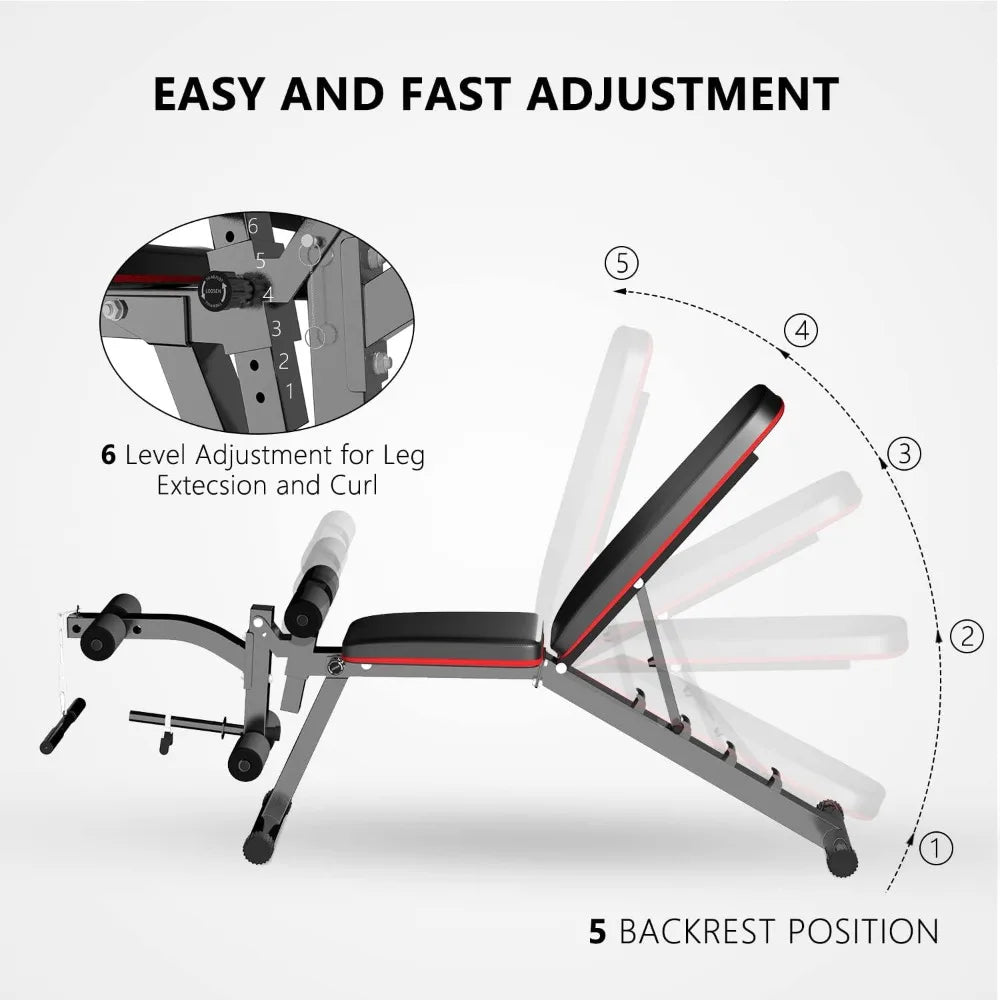 Adjustable Workout Bench with Leg Extension