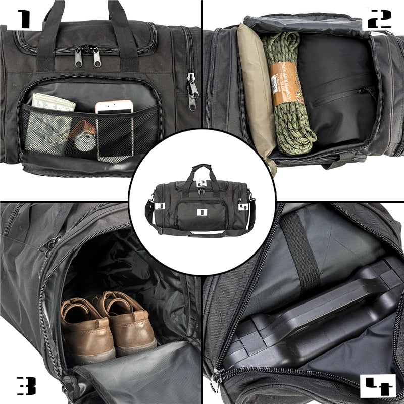 Military Tactical Travel Bag with Shoes Compartment