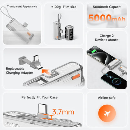 Mini Power Bank Portable Charger for iPhone or Samsung