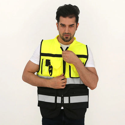 Multi-pocket Zipper High Reflective Safety Vest