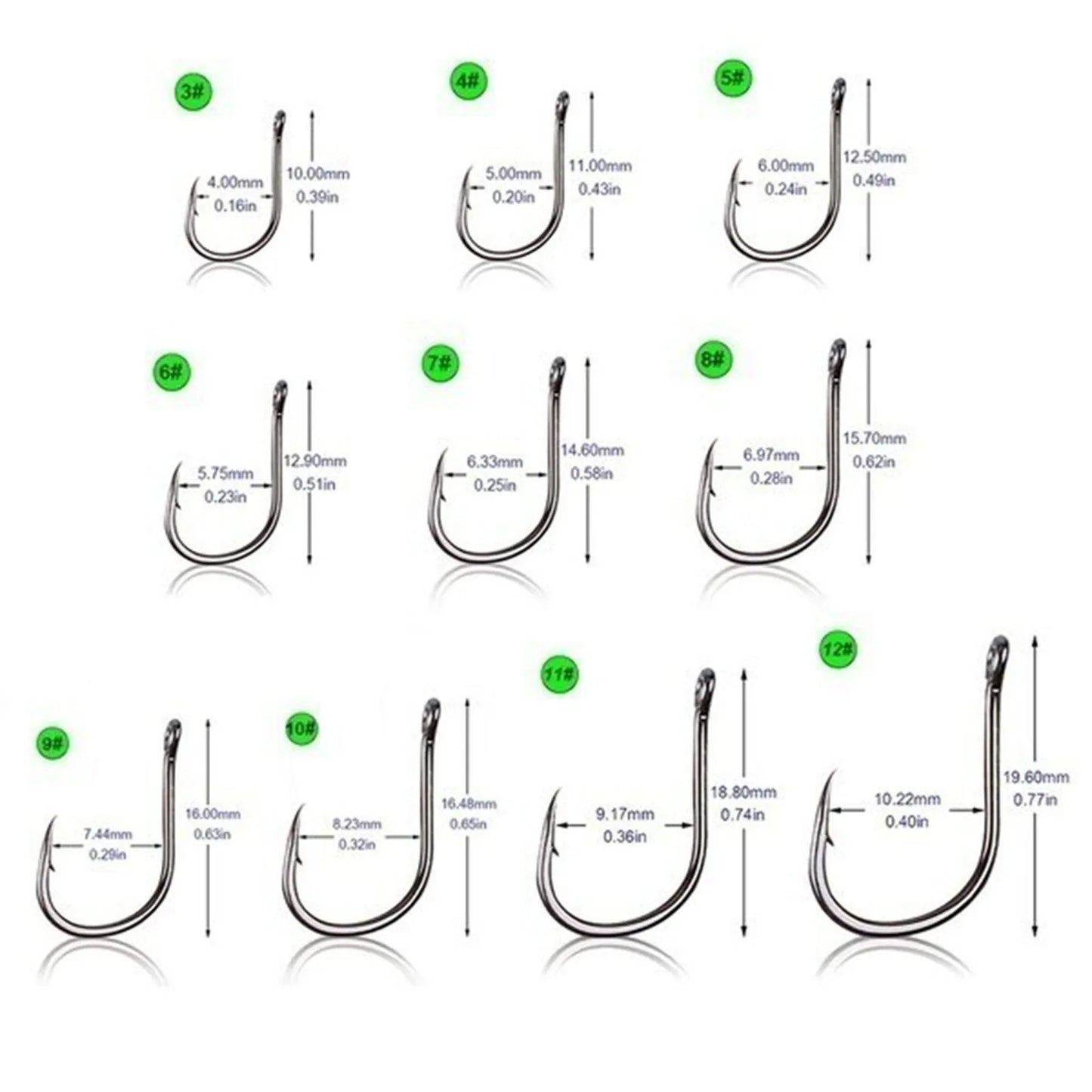 10 styles 100 PCS Fishing Hooks