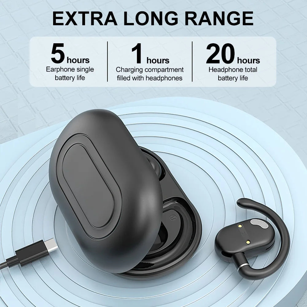 Wireless Bluetooth Earphones True Wireless Hifi Stereo Noise Reduction Headphones Rotatable Earhooks Wireless Headsets with Mic