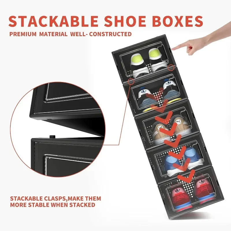 Black Plastic Shoe Organizer  12 Pack